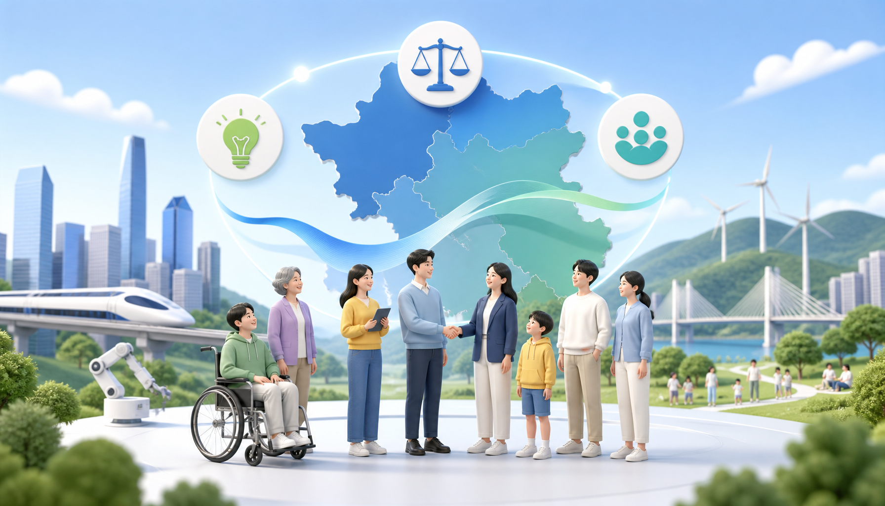 경기도 정책의 공정, 혁신, 포용을 시각화한 이미지