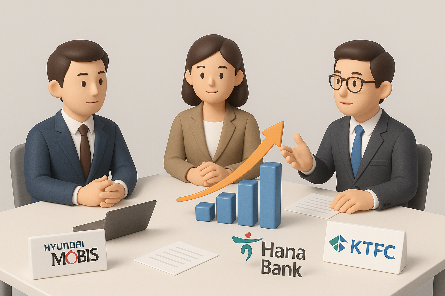 현대모비스 금융지원 프로그램 설명을 위한 3D 비즈니스 일러스트